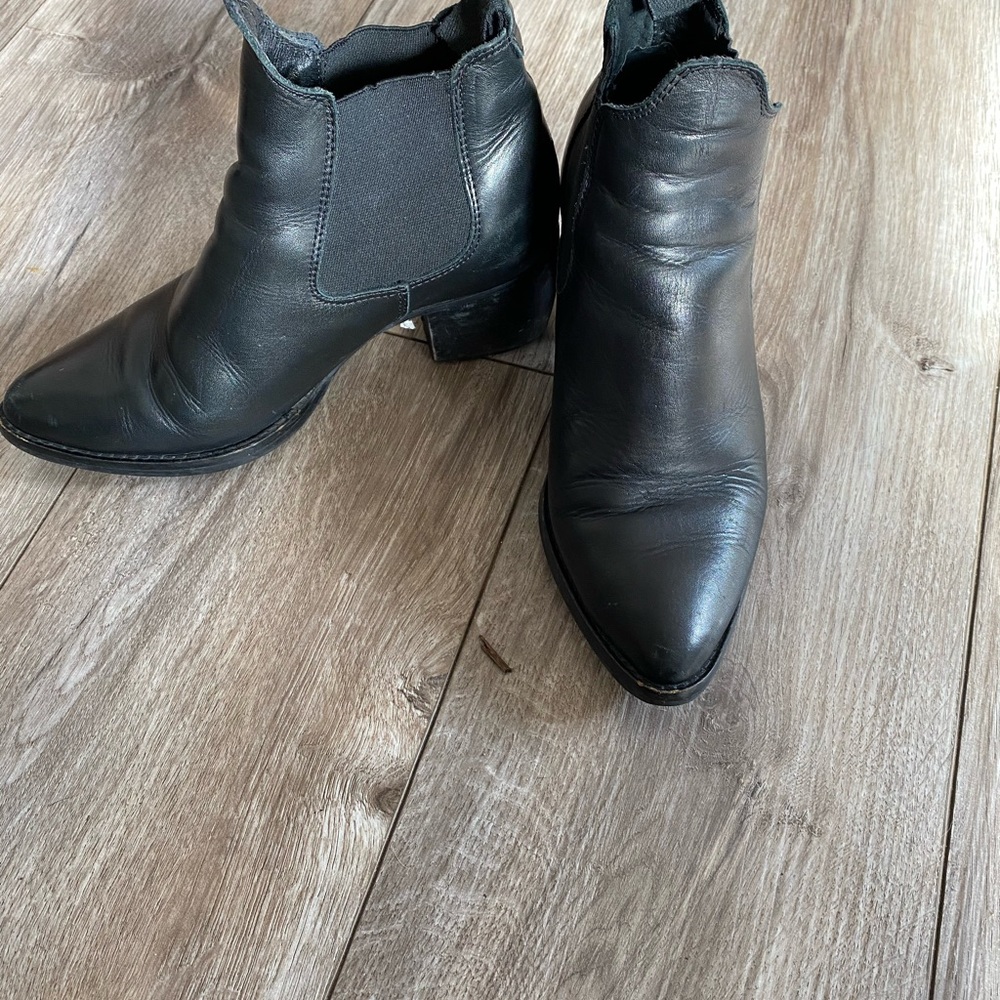 Black leather booties